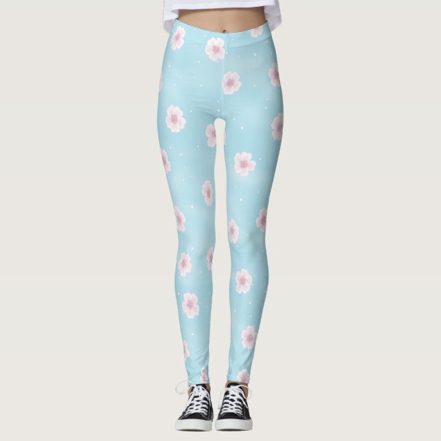 Leggings Flor de cerezo sakura en primavera japonesa (Anverso)
