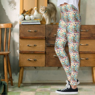Leggings Flor de champiñón de gato de carne de pollo