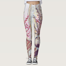 Leggings Flor de ciruelo roja