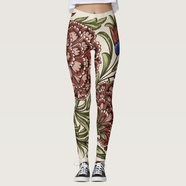 Leggings Flor de clavel Tile Antiguo Arte Rústico (Anverso)