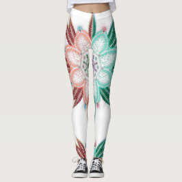 Leggings Flor de coral azul Mandala