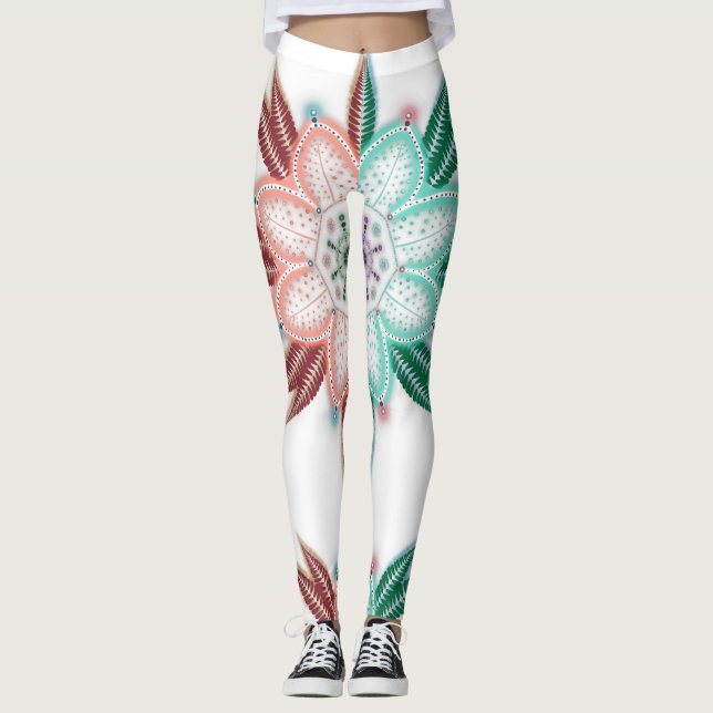 Leggings Flor de coral azul Mandala (Anverso)