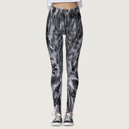 Leggings Flor de Dahlia negra y gris