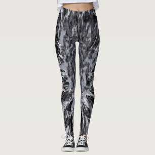 Leggings Flor de Dahlia negra y gris