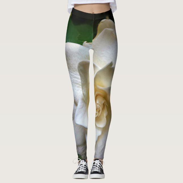 Leggings Flor de gardenia blanca (Anverso)