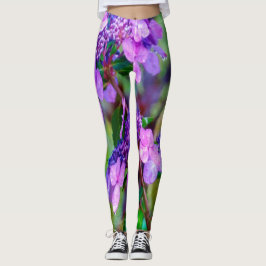 Leggings Flor de hidrangea morada y grita