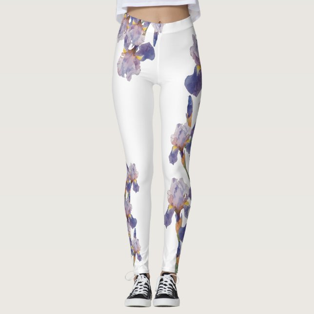 Leggings Flor de Iris Pintada a la Acuarela (Anverso)