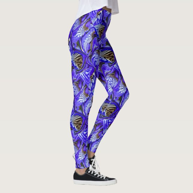 Leggings Flor de iris púrpura / inclinada / cubierta / (Derecha)