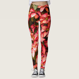 Leggings Flor de los Navidades de las piernas Poinsettia