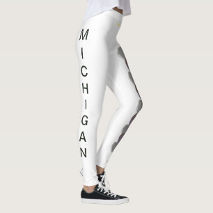 Leggings Flor de manzana en estado de Michigan blanca