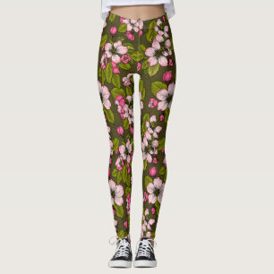 Leggings Flor de manzana en verde oscuro