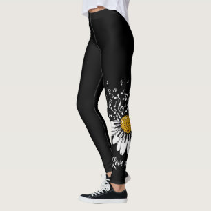 Leggings Flor de margarita de música de amor