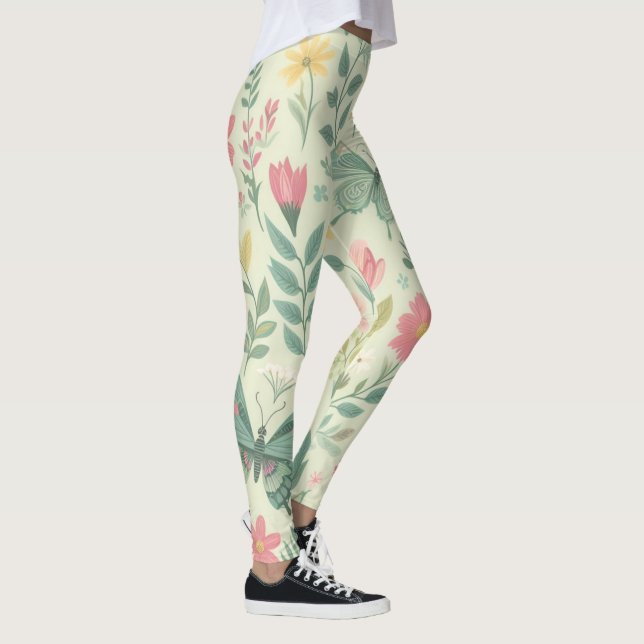 Leggings Flor de mariposa: Mariposas Pastel Spring (Derecha)