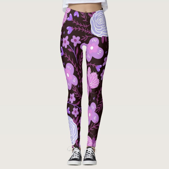 Leggings Flor de mariposa rosa (Anverso)