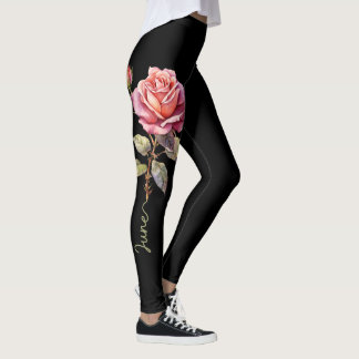Leggings Flor de nacimiento de junio, rosa rosada y rosa so
