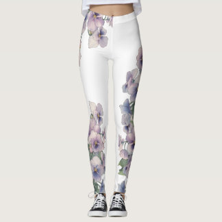 Leggings Flor de Pensamiento Pintada a la Acuarela