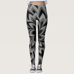 LEGGINGS FLOR DE REMOLINO NEGRO Y BLANCO