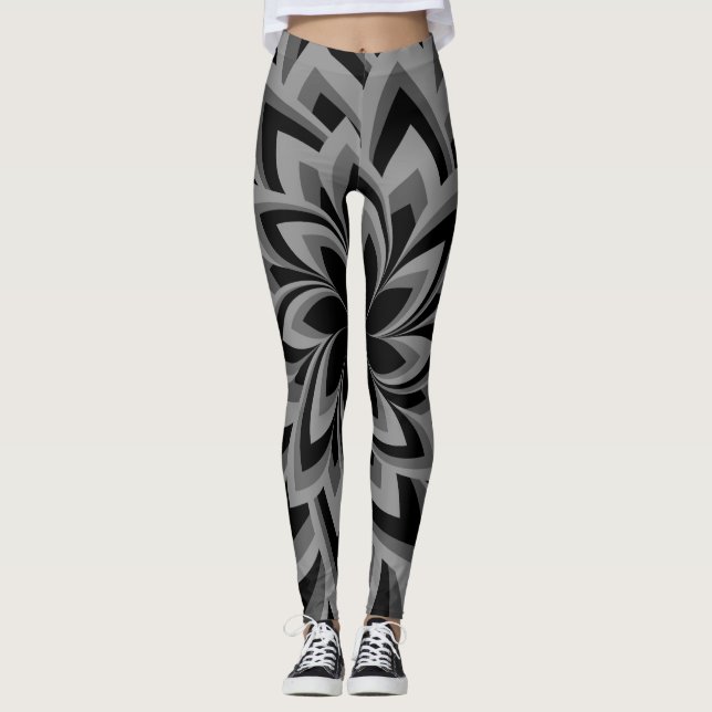 LEGGINGS FLOR DE REMOLINO NEGRO Y BLANCO   (Anverso)