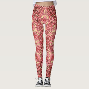 Leggings Flor De Resumen Étnico, Mandalas Seamless.