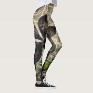 Leggings Flor de Spiderweb de orquídea negra