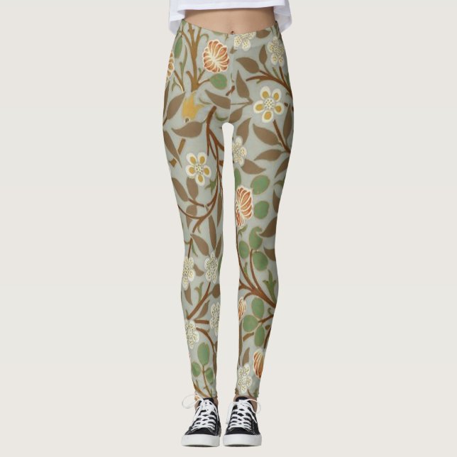 Leggings Flor de trébol botánico de William Morris (Anverso)