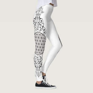Leggings Flor de vida - ornamentos vintage negro 1