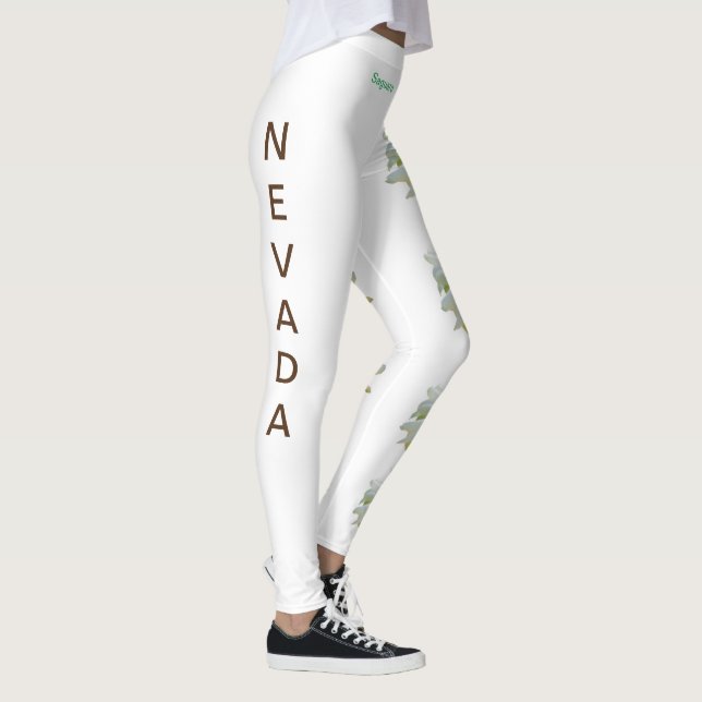 Leggings Flor del estado de Nevada Blanca Saguaro Cactus Le (Derecha)