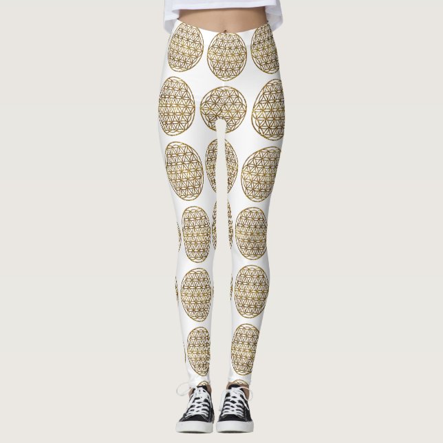 Leggings Flor dorada de vida resplandeciente (Anverso)