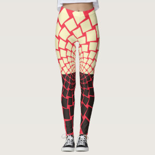 Leggings Flor estilizada: marfil rojo negro