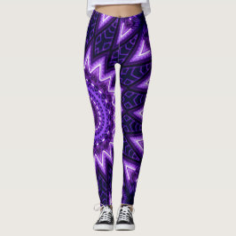Leggings Flor geométrica Blacklight del resplandor de neón