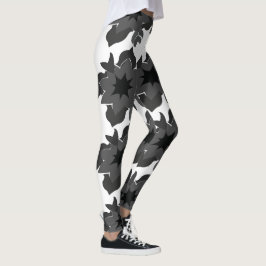 Leggings Flor gris negra floral