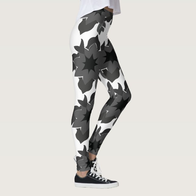 Leggings Flor gris negra floral (Derecha)