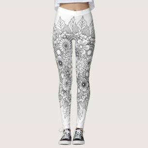 Leggings Flor Mandala Blanco y negro