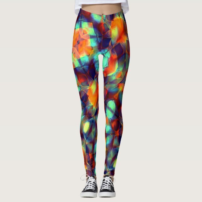 Leggings Flor naranja intensa en textura digital pulida (Anverso)