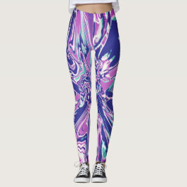 Leggings Flor psicodélica blanca Fuschia Purple Aqua