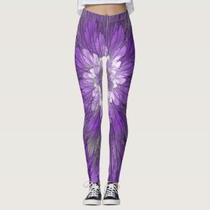 Leggings Flor púrpura psicodélica Resumen arte fractal