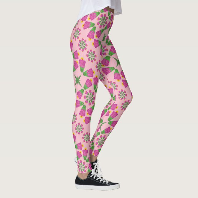 Leggings Flor retro bell Mandalas piernas rosadas (Derecha)