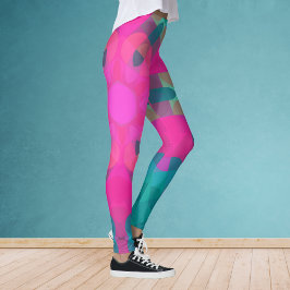 Leggings Flor retro Mandala rosa y azul
