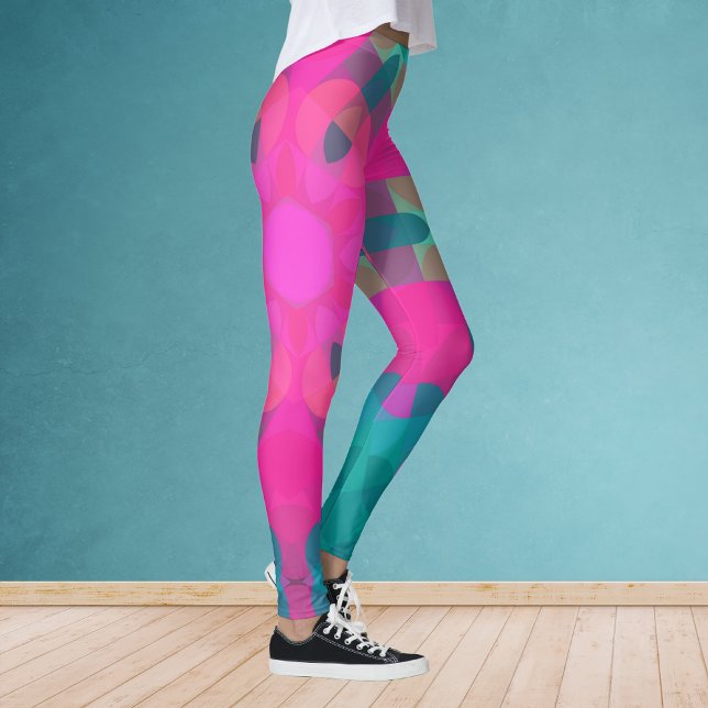Leggings Flor retro Mandala rosa y azul (Subido por el creador)