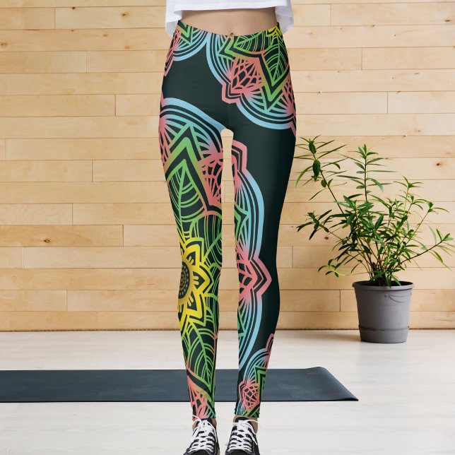Leggings Flor retro Mandala Yoga (A unique flower legging design for your workout routine.)
