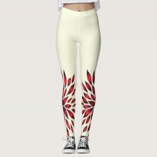 Leggings Flor roja abstracta dibujada mano del Doodle