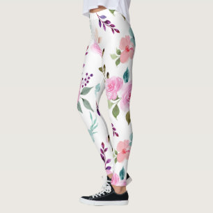 Leggings Flor rosa acuarela transparente