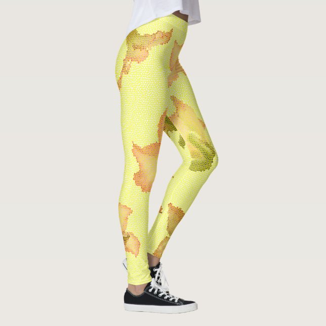 Leggings Flor rosa amarillo estilizado floral (Derecha)