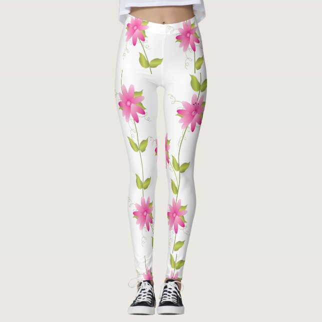 Leggings Flor rosa brillante con estampado (Anverso)