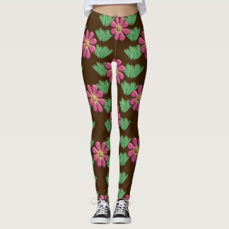 Leggings Flor rosa Grabado en relieve