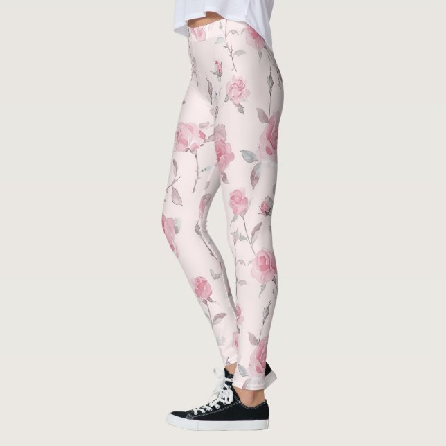 Leggings Flor rosa rosa bonito (Izquierda)