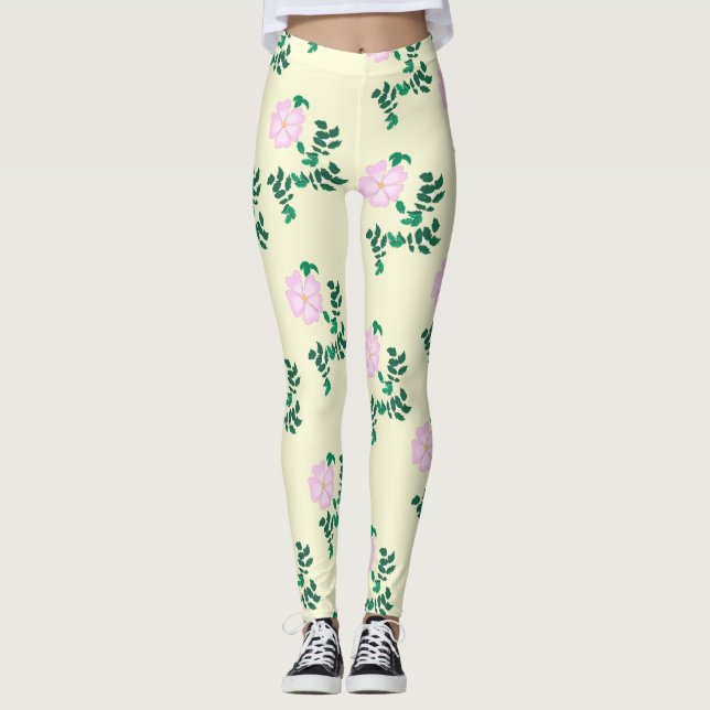 Leggings Flor Rosa silvestre rosa pastel (Anverso)