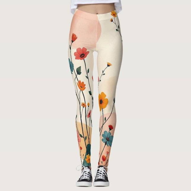 Leggings Flor silvestre floral de bolas (Anverso)