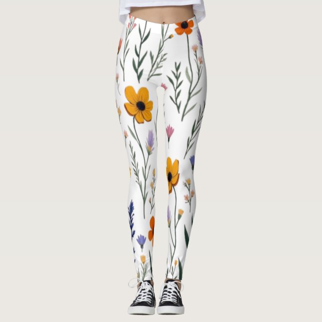 Leggings Flor silvestre Whimsy - Modelo de pradera suave (Anverso)