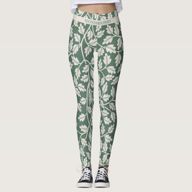 Leggings Flor verde esmeralda personalizada antes de la bod (Anverso)